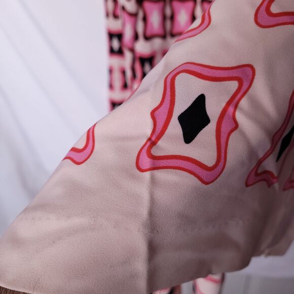 Zara Midi Dress Medium Pink, Black Printed Side Slits Resort - Picture 7 of 12